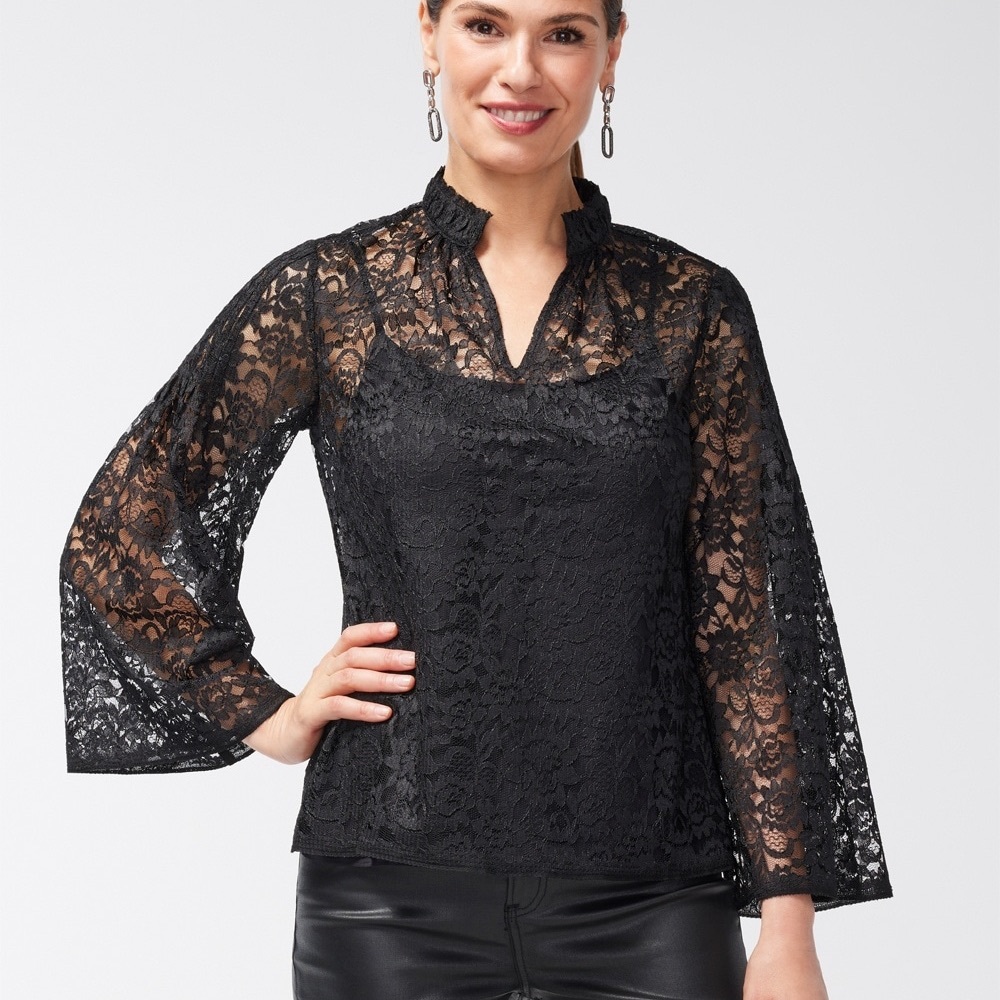 CHICO’S $109 Floral Lace Shirt Chicos